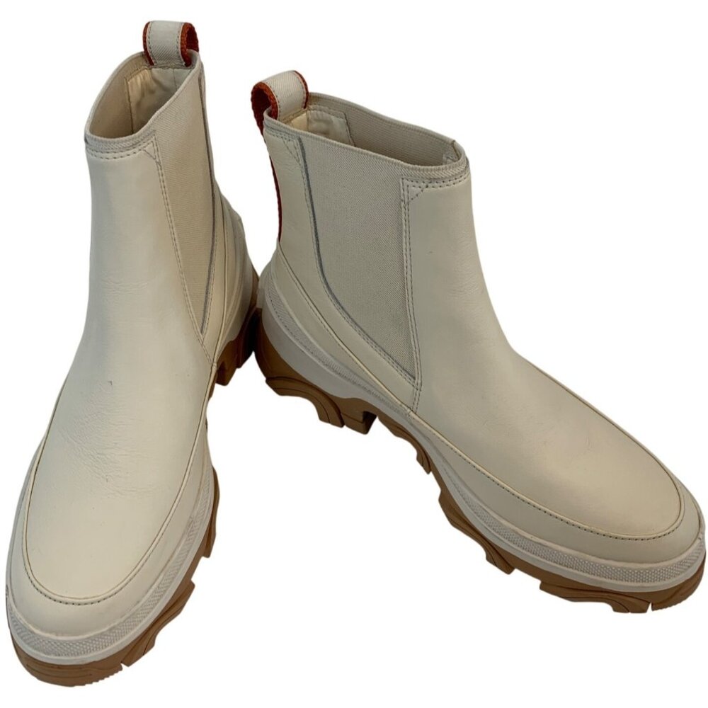 Sorel Brex Womens White Leather Chelsea Boots Size 9 waterproof EUC 8374